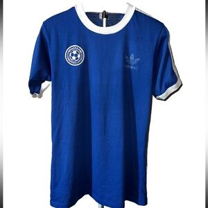 Vintage Adidas Trefoil Logo Stripes 70s t shirt adult XL Packer Gogolak Soccer